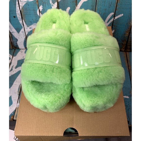 UGG Shoes New Ugg Womens Fluffita Clear Platform Slipper Slide Sandals Lime Green Size 6